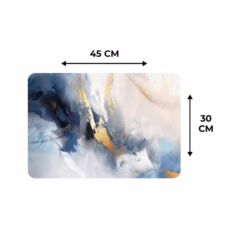 Blauw - Modern - Marmer - Abstract - Goud Placemat vinyl groot -specs
