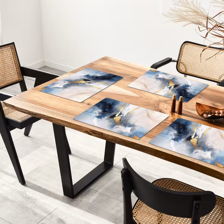 Blauw - Modern - Marmer - Abstract - Goud Placemat vinyl groot -zzsfeer4_Kitchenyeah-website