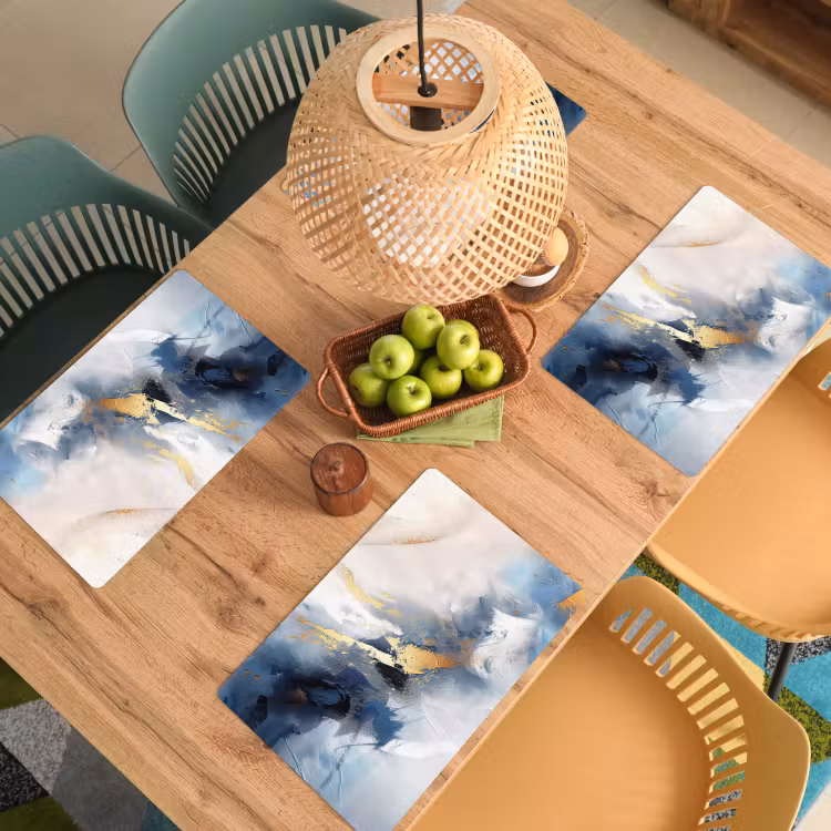 Blauw - Modern - Marmer - Abstract - Goud Placemat vinyl groot -zzsfeer5_Kitchenyeah-website