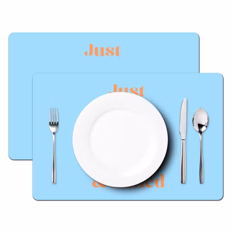 Blauw - Oranje - Just want to be happy & naked Placemat vinyl groot -zzsfeer2_Kitchenyeah-website