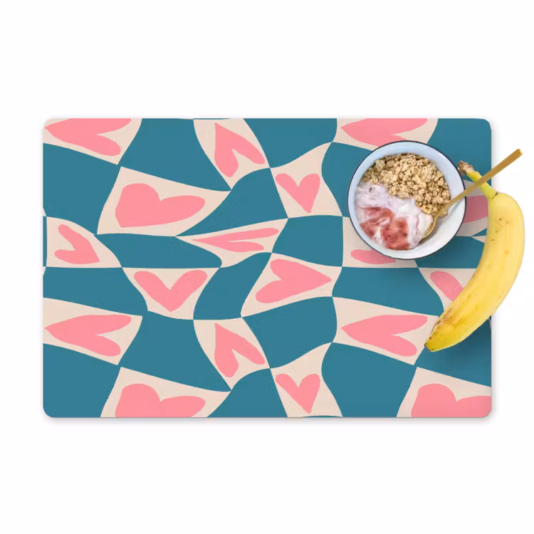 Blauw - Vlakken - Patroon - Hartjes Placemat vinyl groot 368 -zzzproduct_Kitchenyeah-website