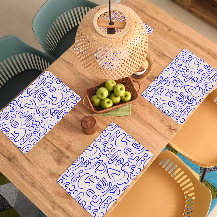 Blauw - Patroon - Abstract - Beige Placemat vinyl groot 368 -zzsfeer5_Kitchenyeah-website