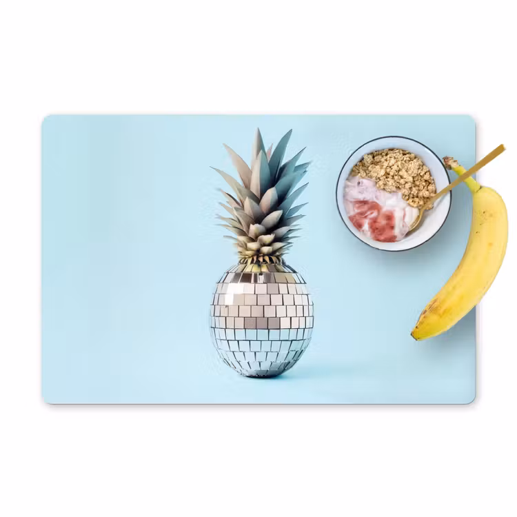 Blauw - Ananas - Disco - Discobal Placemat vinyl groot -zzzproduct_Kitchenyeah-website