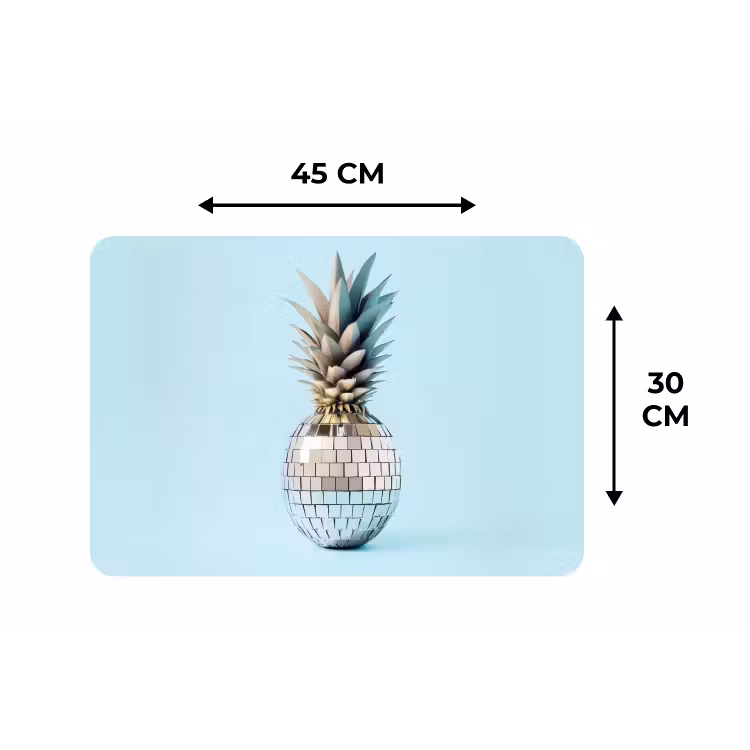 Blauw - Ananas - Disco - Discobal Placemat vinyl groot -specs