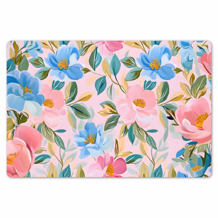Blauw - Roze - Bloemen Placemat vinyl groot -zzsfeer1_Kitchenyeah-website