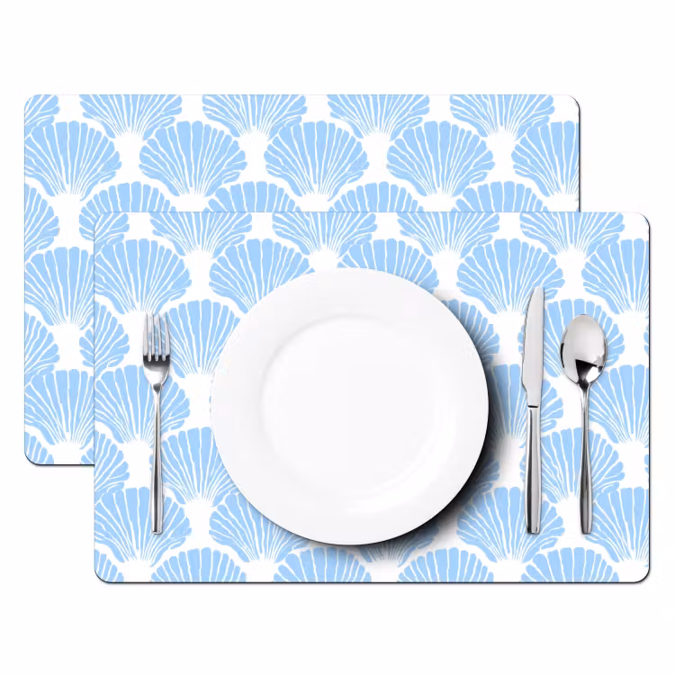 Blauw - Wit - Schelpen - Grafisch - Structuur Placemat vinyl groot 368 -zzsfeer2_Kitchenyeah-website