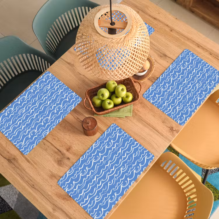 Blauw - Wit - Simpel - Getekend - Golven Placemat vinyl groot 368 -zzsfeer5_Kitchenyeah-website