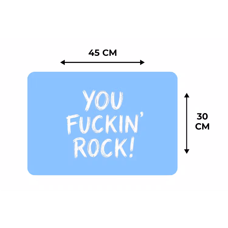 Blauw - Wit - You fuckin rock Placemat vinyl groot -specs