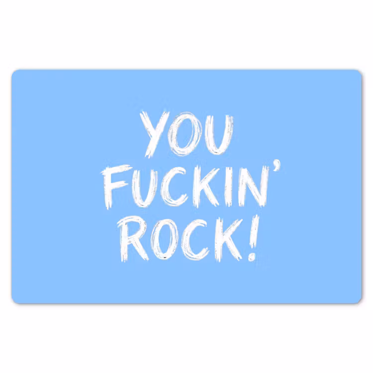 Blauw - Wit - You fuckin rock Placemat vinyl groot -zzsfeer1_Kitchenyeah-website