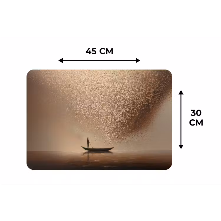 Bootje - Blaadjes - Goud - Water Placemat vinyl groot -specs
