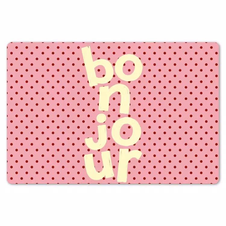 Bonjour - Stippen - Roze- Geel Placemat vinyl groot -zzsfeer1_Kitchenyeah-website