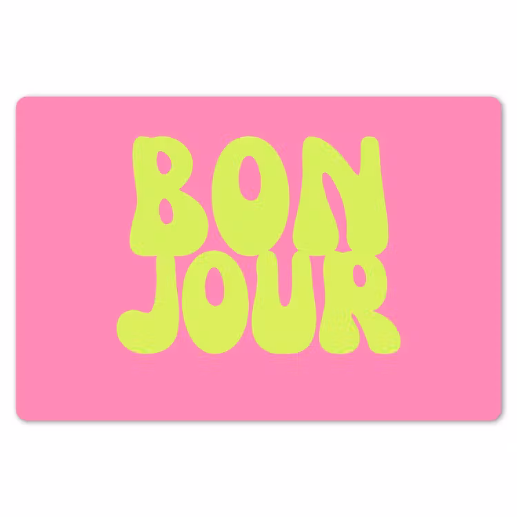 Bonjour - Roze - Fel groen Placemat vinyl groot -zzsfeer1_Kitchenyeah-website