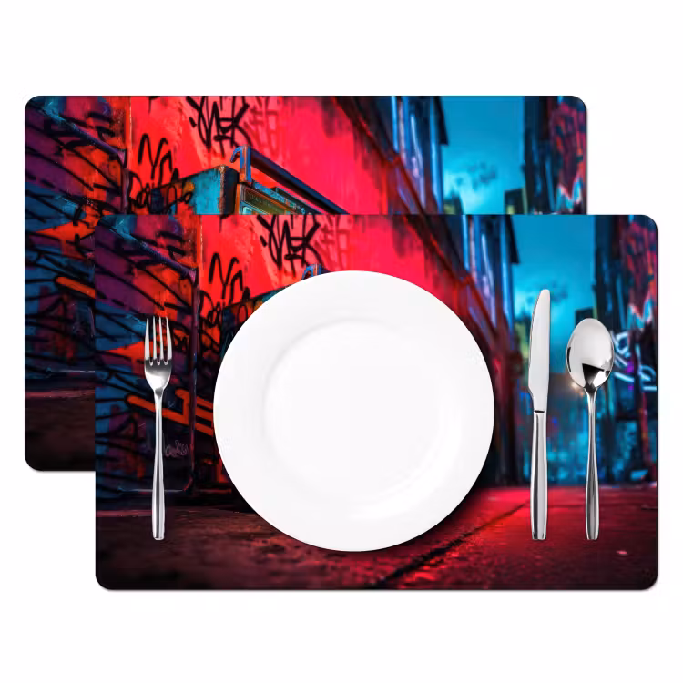 Boombox - Rood - Graffiti - Neon Placemat vinyl groot -zzsfeer2_Kitchenyeah-website