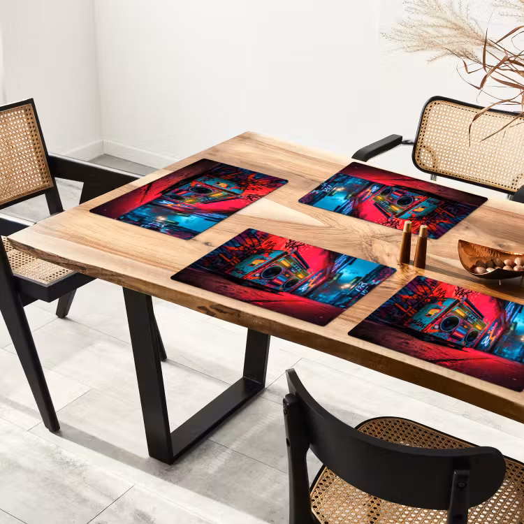 Boombox - Rood - Graffiti - Neon Placemat vinyl groot -zzsfeer4_Kitchenyeah-website