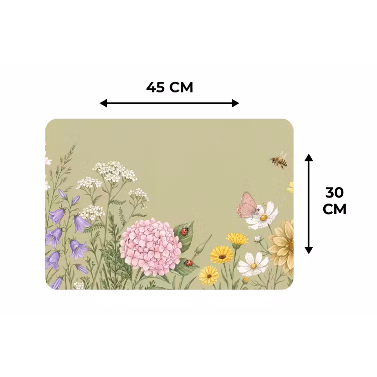 Botanisch - Bloemen - Kleurrijk Placemat vinyl groot -specs