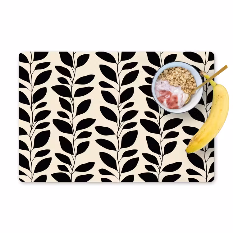 Botanisch - Dessin - Zwart - Beige Placemat vinyl groot 368 -zzzproduct_Kitchenyeah-website
