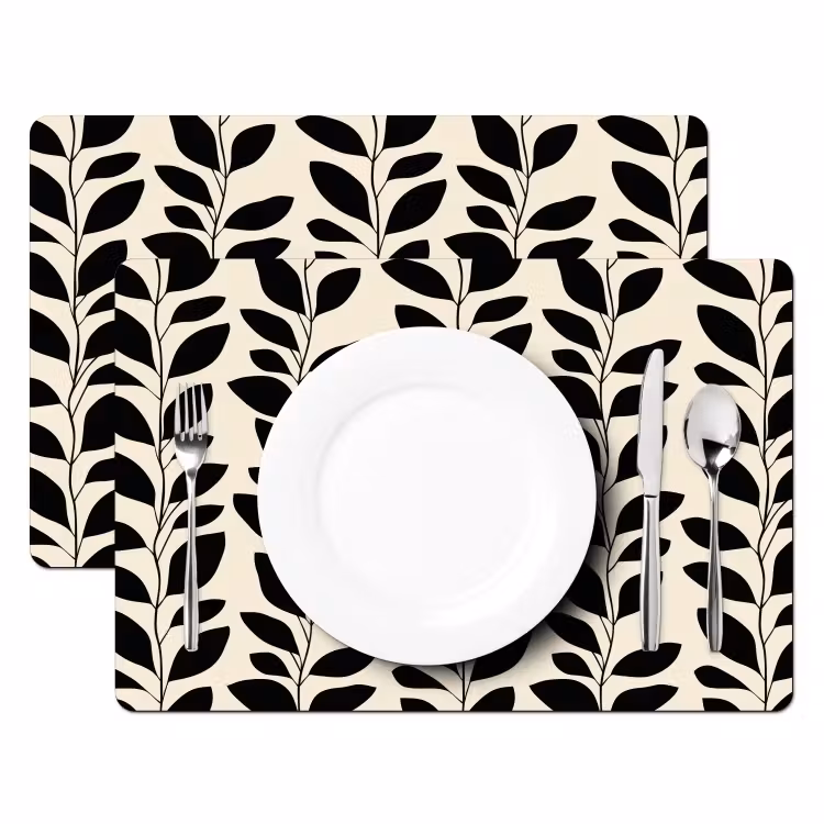 Botanisch - Dessin - Zwart - Beige Placemat vinyl groot 368 -zzsfeer2_Kitchenyeah-website