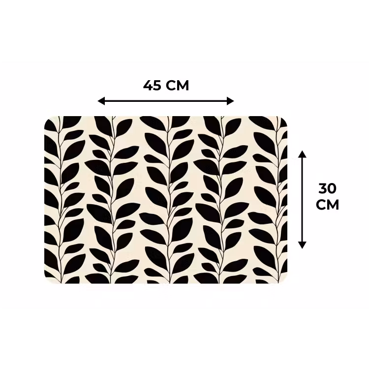 Botanisch - Dessin - Zwart - Beige Placemat vinyl groot 368 -specs