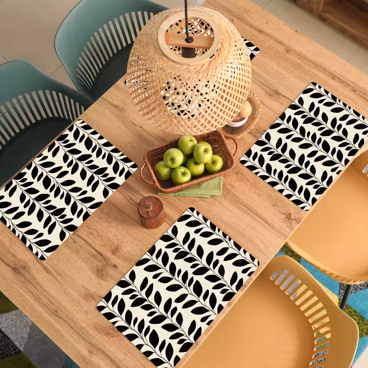 Botanisch - Dessin - Zwart - Beige Placemat vinyl groot 368 -zzsfeer5_Kitchenyeah-website