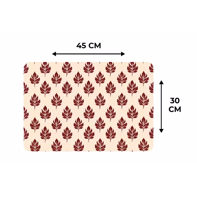 Botanisch - Patroon - Bordeaux Placemat vinyl groot 368 -specs
