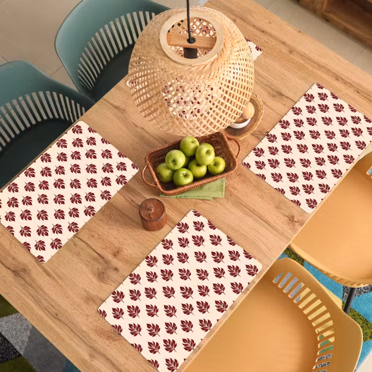 Botanisch - Patroon - Bordeaux Placemat vinyl groot 368 -zzsfeer5_Kitchenyeah-website