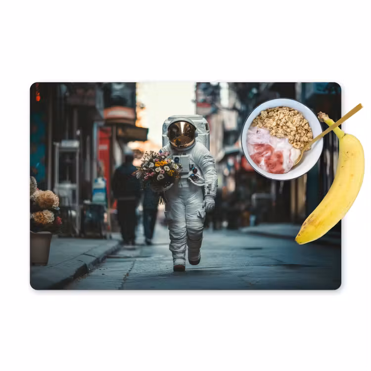 Boeket - Bloemen - Kleurrijk - Astronaut Placemat vinyl groot -zzzproduct_Kitchenyeah-website