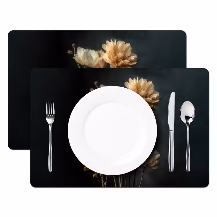 Boeket - Bloemen - Licht - Zwart Placemat vinyl groot -zzsfeer2_Kitchenyeah-website