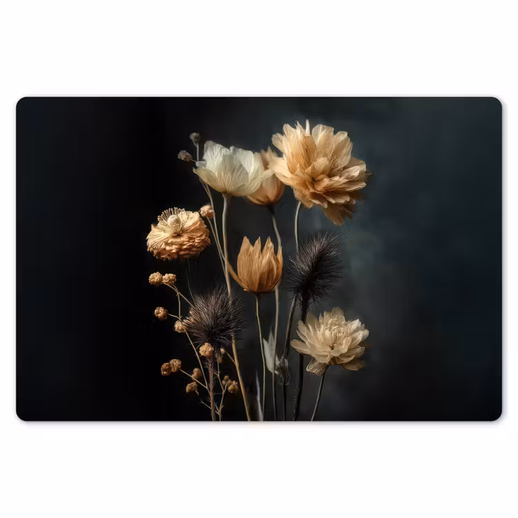 Boeket - Bloemen - Licht - Zwart Placemat vinyl groot -zzsfeer1_Kitchenyeah-website