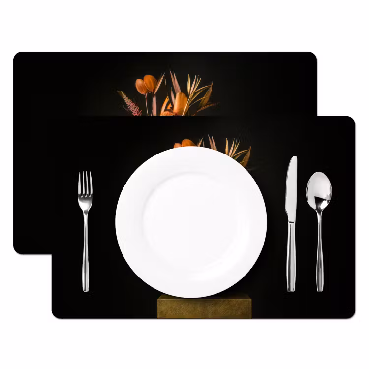 Boeket - Oranje - Gouden - vaas Placemat vinyl groot -zzsfeer2_Kitchenyeah-website