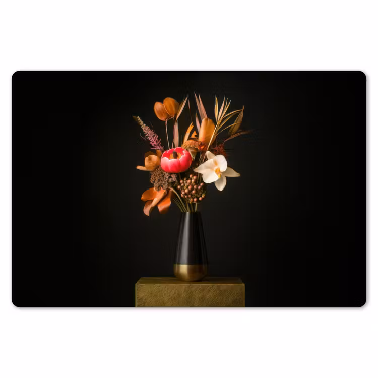 Boeket - Oranje - Gouden - vaas Placemat vinyl groot -zzsfeer1_Kitchenyeah-website