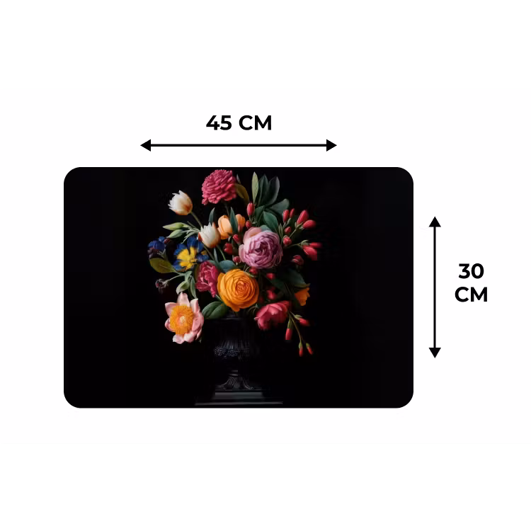 Boeket - Romantisch - Kleurrijk Placemat vinyl groot -specs