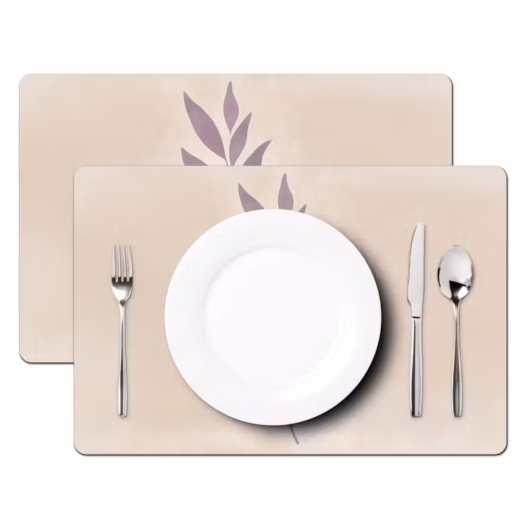 Tak - Bladeren - Minimalistisch - Beige Placemat vinyl groot -zzsfeer2_Kitchenyeah-website
