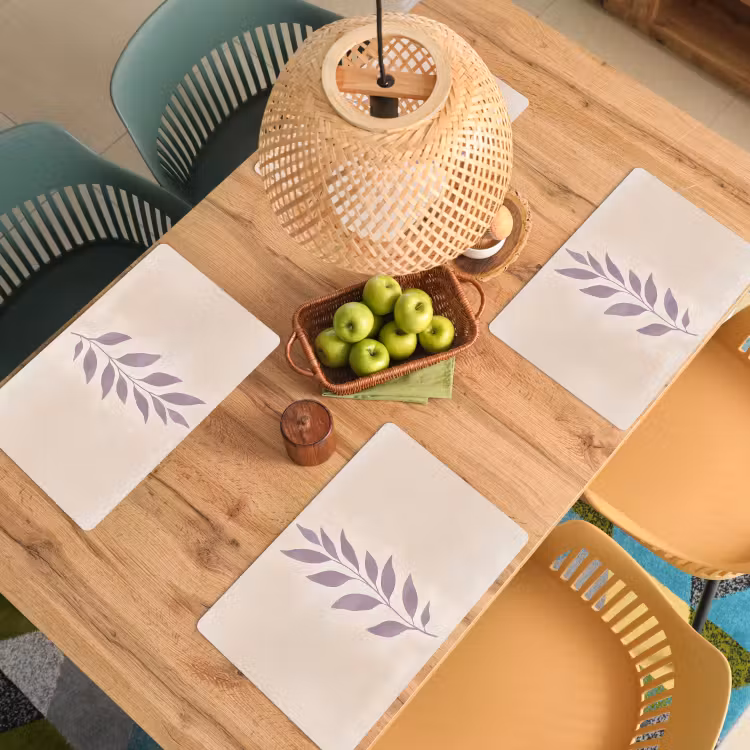 Tak - Bladeren - Minimalistisch - Beige Placemat vinyl groot -zzsfeer5_Kitchenyeah-website