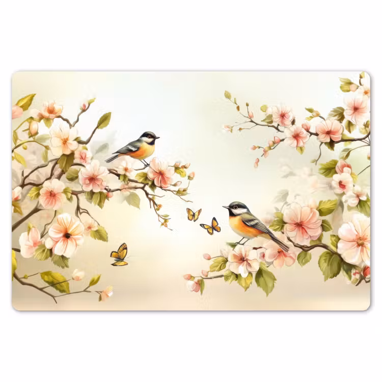 Takken - Bloemen - Vogeltjes - Roze Placemat vinyl groot -zzsfeer1_Kitchenyeah-website