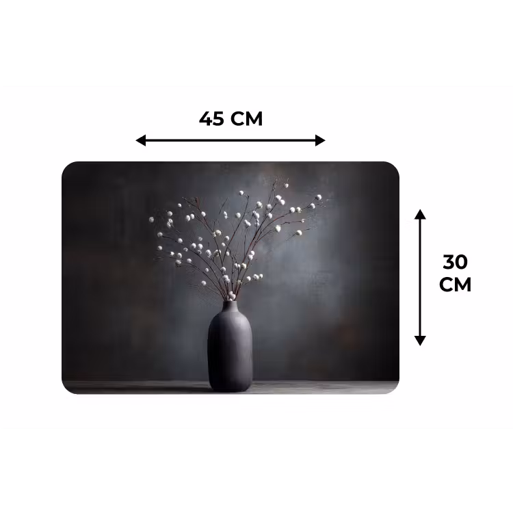 Takken - Vaas - Bolletjes - Wit Placemat vinyl groot -specs