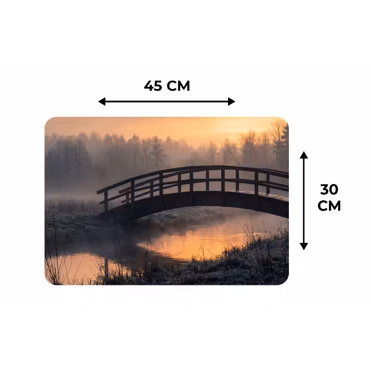 Brug - Mist - Bomen - Water Placemat vinyl groot -specs