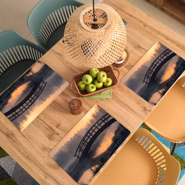 Brug - Mist - Bomen - Water Placemat vinyl groot -zzsfeer5_Kitchenyeah-website