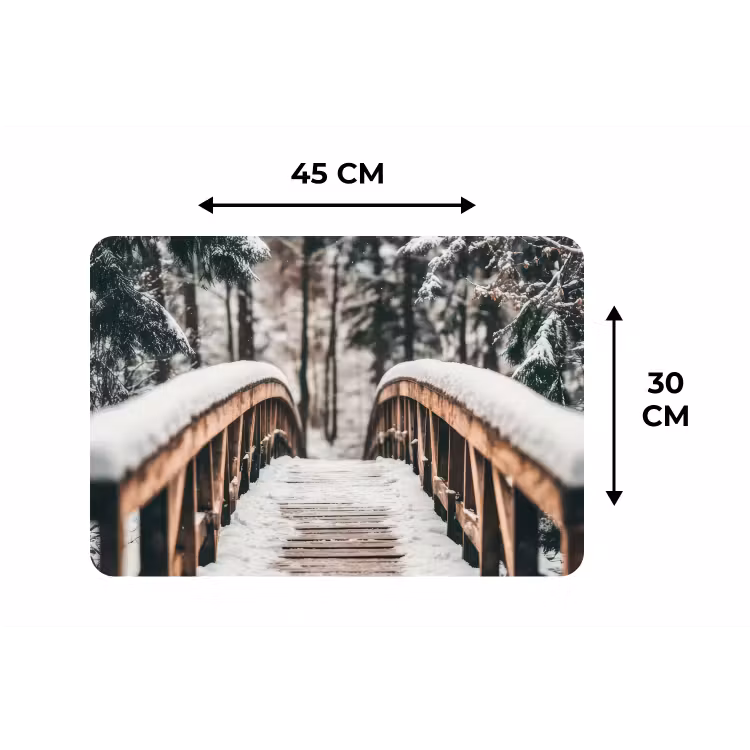 Brug - Winterlandschap - Bos - Natuur - Sneeuw Placemat vinyl groot -specs