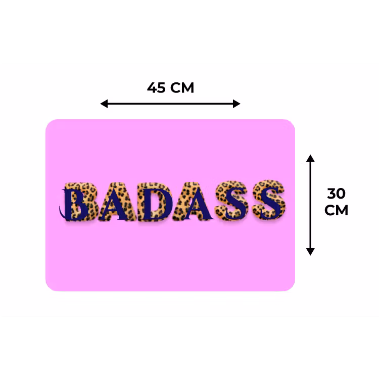 Felroze - Badass - Panterprint - Schaduw Placemat vinyl groot -specs