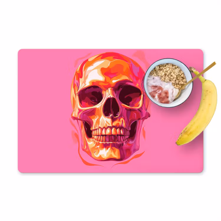 Felroze - Tanden - Schedel Placemat vinyl groot -zzzproduct_Kitchenyeah-website