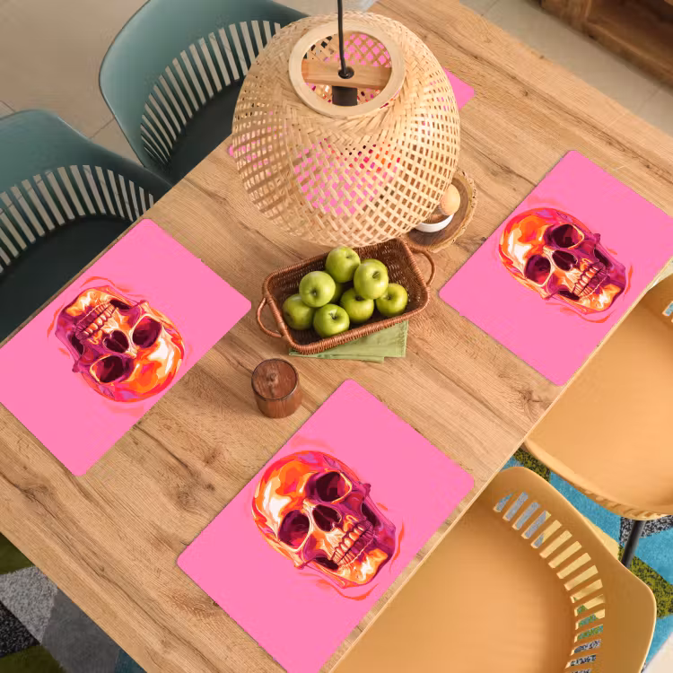Felroze - Tanden - Schedel Placemat vinyl groot -zzsfeer5_Kitchenyeah-website