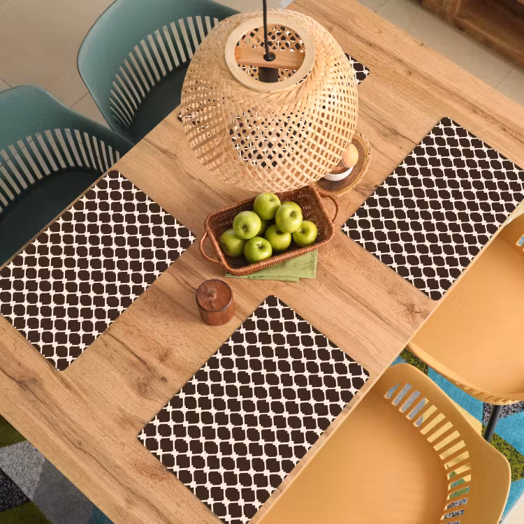 Bruin - Ruitpatroon - Geometrisch Placemat vinyl groot 368 -zzsfeer5_Kitchenyeah-website