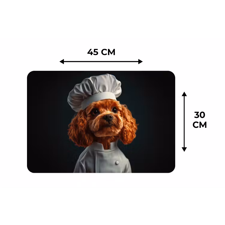 Bruin - Kok - Hondje Placemat vinyl groot -specs