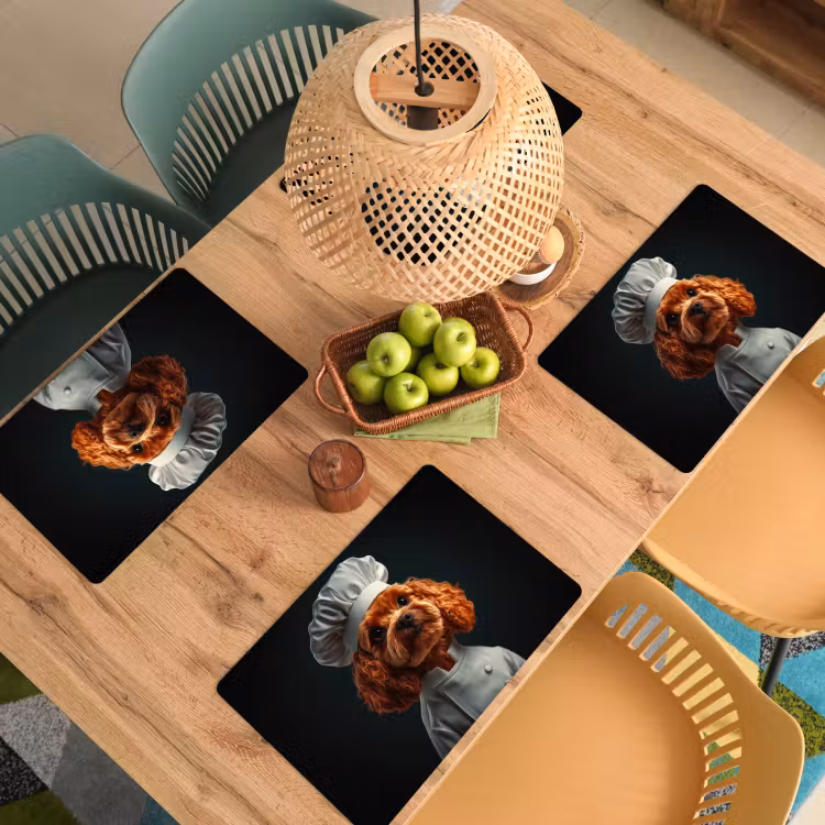 Bruin - Kok - Hondje Placemat vinyl groot -zzsfeer5_Kitchenyeah-website