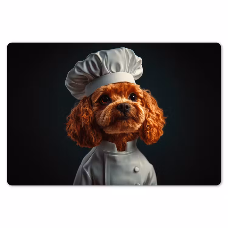 Bruin - Kok - Hondje Placemat vinyl groot -zzsfeer1_Kitchenyeah-website