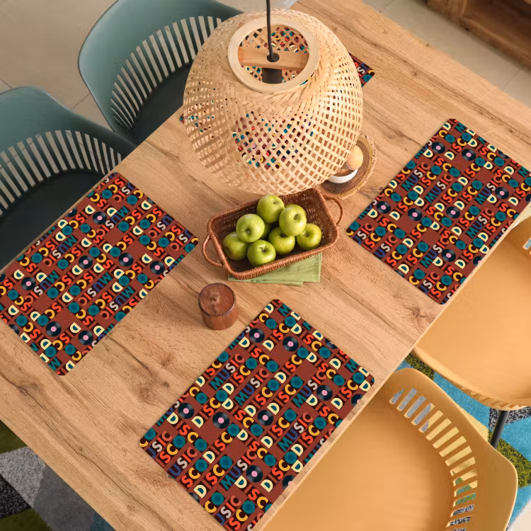 Bruin - Retro - Disco - Patroon Placemat vinyl groot 368 -zzsfeer5_Kitchenyeah-website
