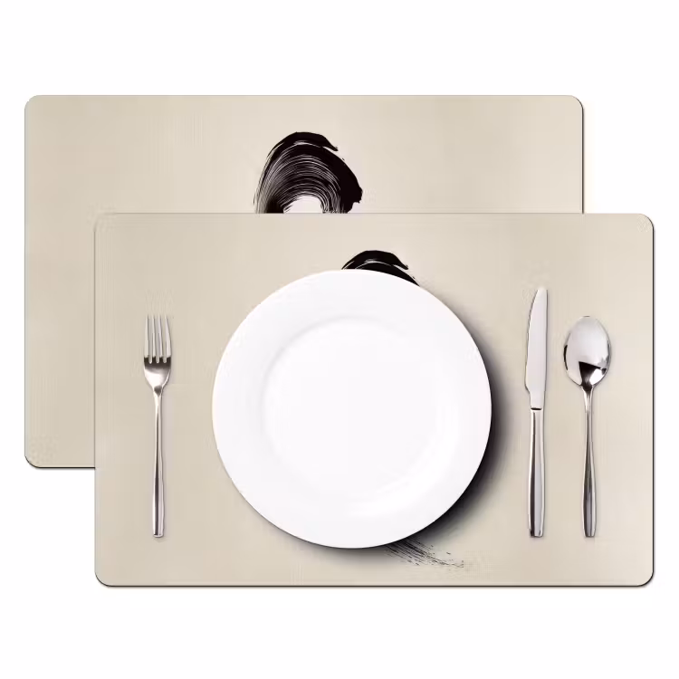 Penseelstreek - Zwart - Minimalistisch Placemat vinyl groot -zzsfeer2_Kitchenyeah-website