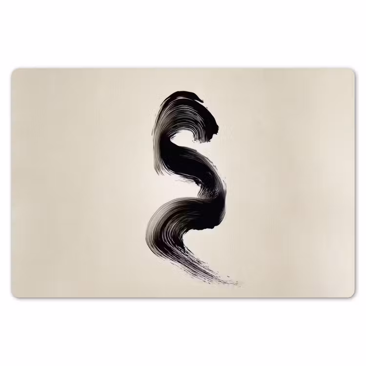 Penseelstreek - Zwart - Minimalistisch Placemat vinyl groot -zzsfeer1_Kitchenyeah-website
