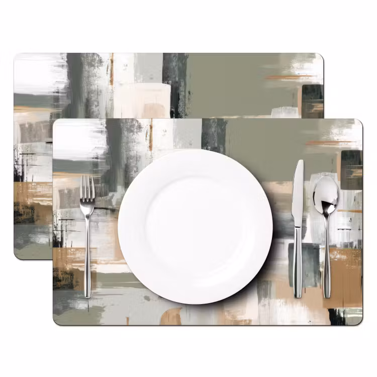 Penseelstreken - Abstract - Aardetinten Placemat vinyl groot -zzsfeer2_Kitchenyeah-website