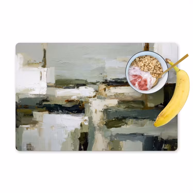 Penseelstreken - Groen - Abstract - Japandi Placemat vinyl groot -zzzproduct_Kitchenyeah-website